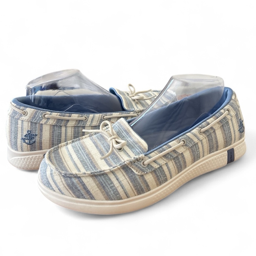 Skechers On The Go Guide Ultra Seashore Shoe Nautical Blue Stripe Boat Shoe - Picture 4 of 7